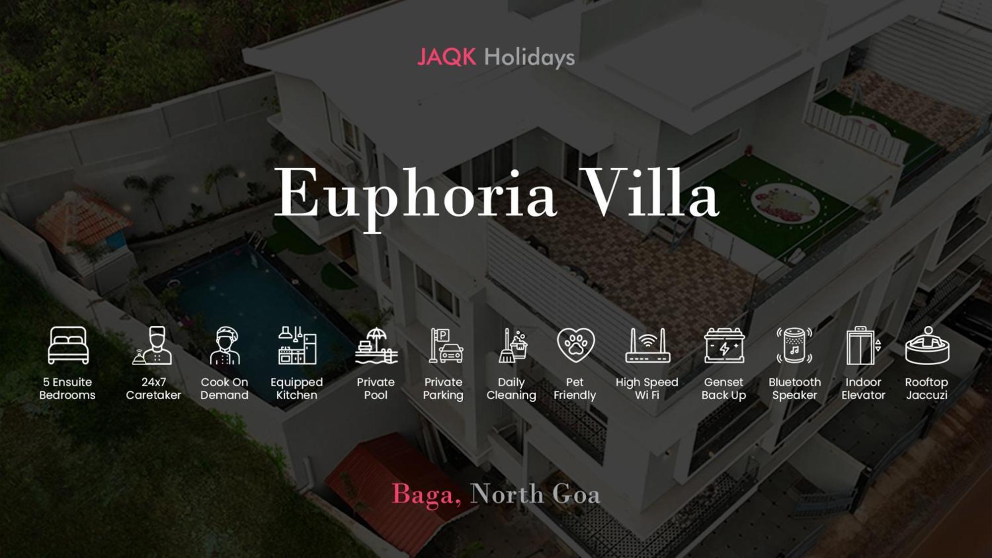 Euphoria Luxury Villa - 5Bhk - Private Pool - Jacuzzi, バガ エクステリア 写真